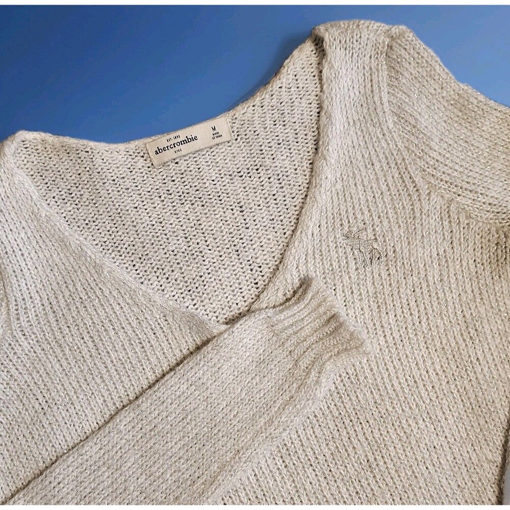 Abercrombie & Fitch Sweater Women's Medium White Metallic Knit Pullover